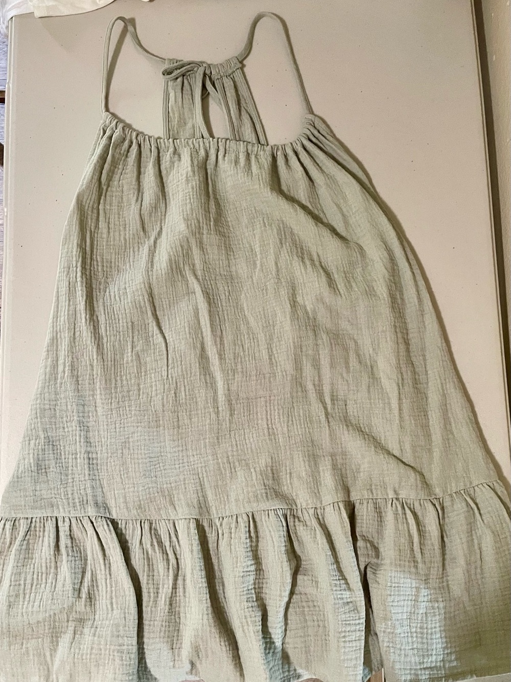 Sage green gauze swim cover up mini dress size XL